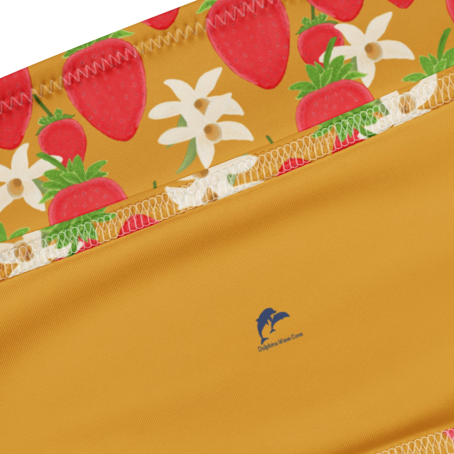 bandeau bikini with strawberry orchids on golden brown