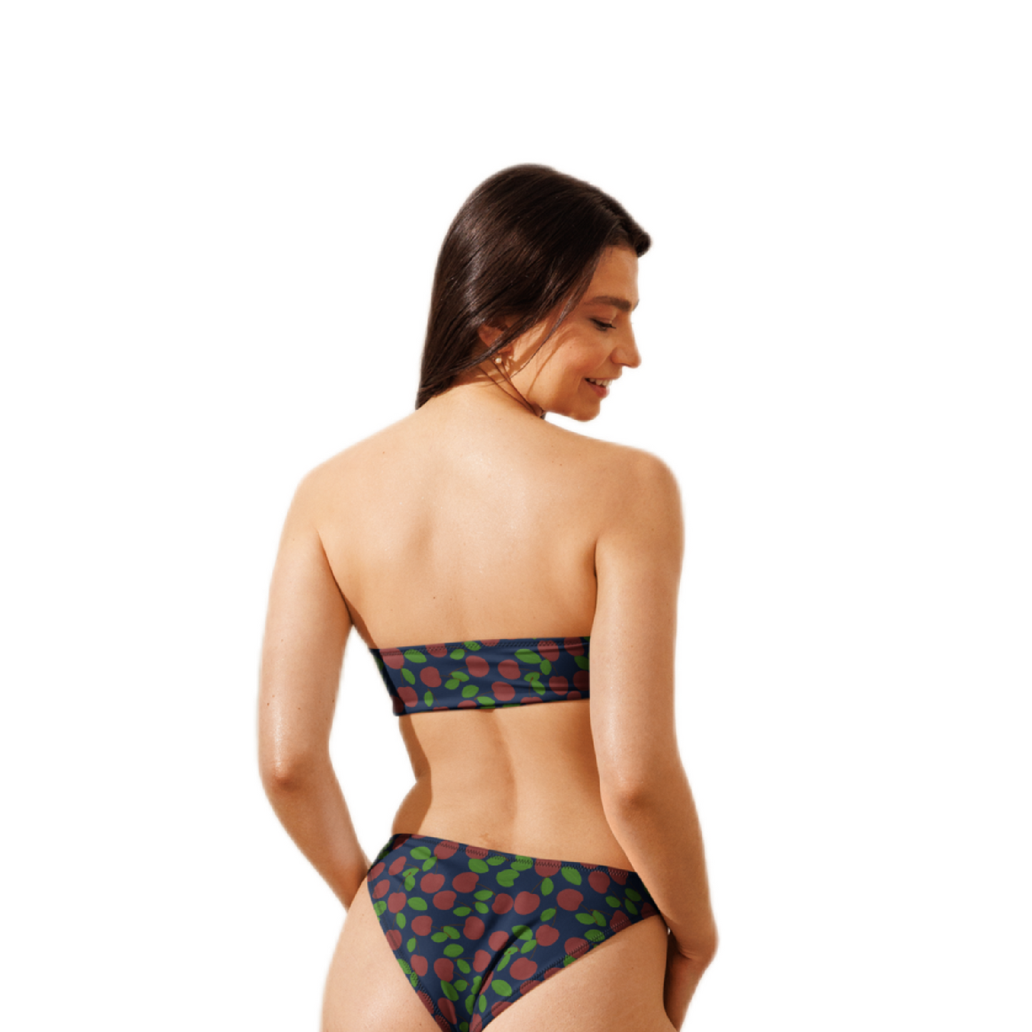 Cherry Bandeau Bikini Navy