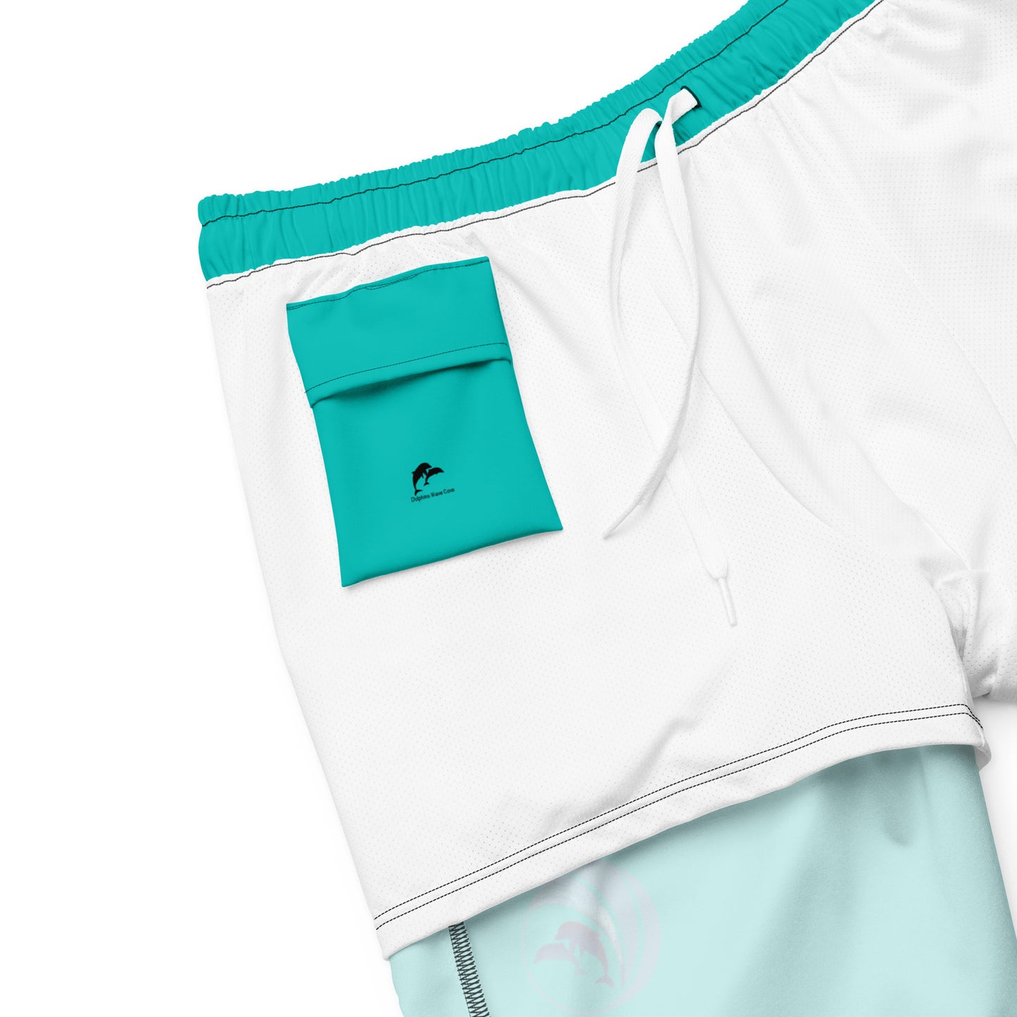 dolphins wave swim trunks in turquoise