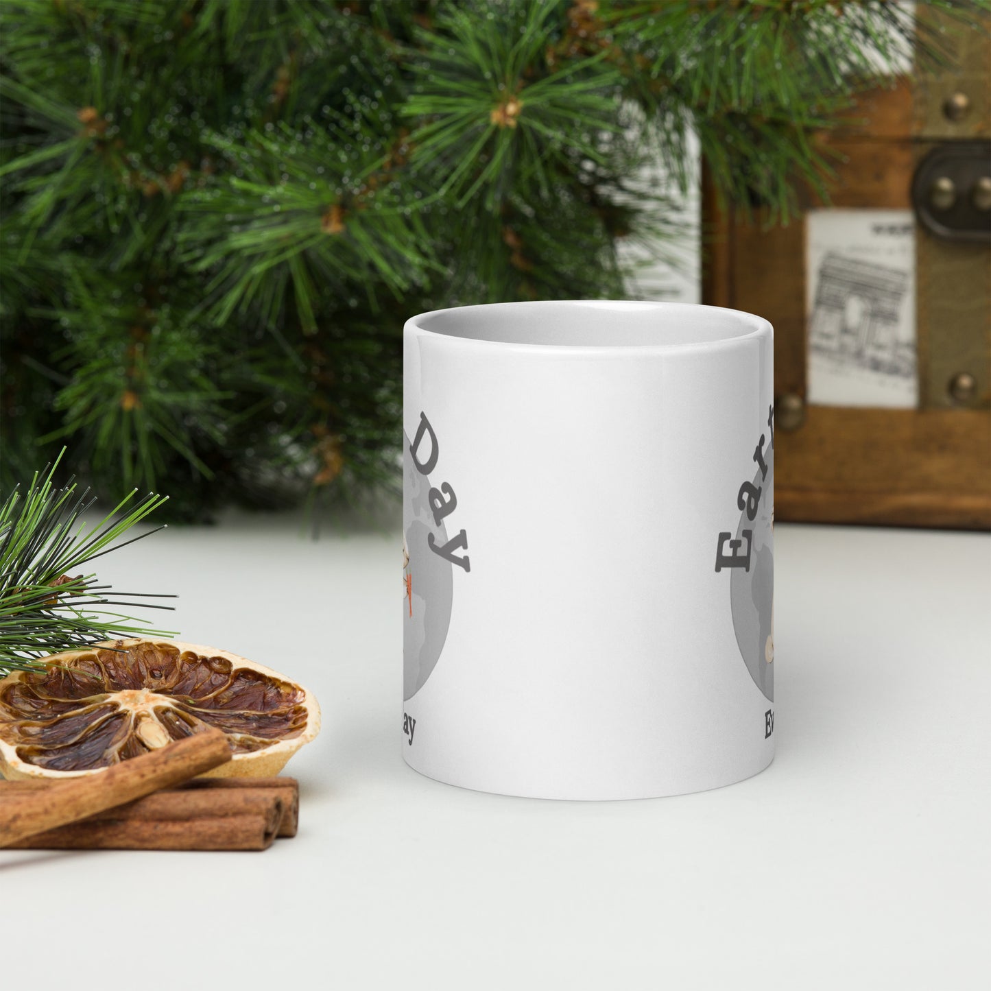 Earth Day Everyday Rabbit Ceramic Mug with bunny rabbit