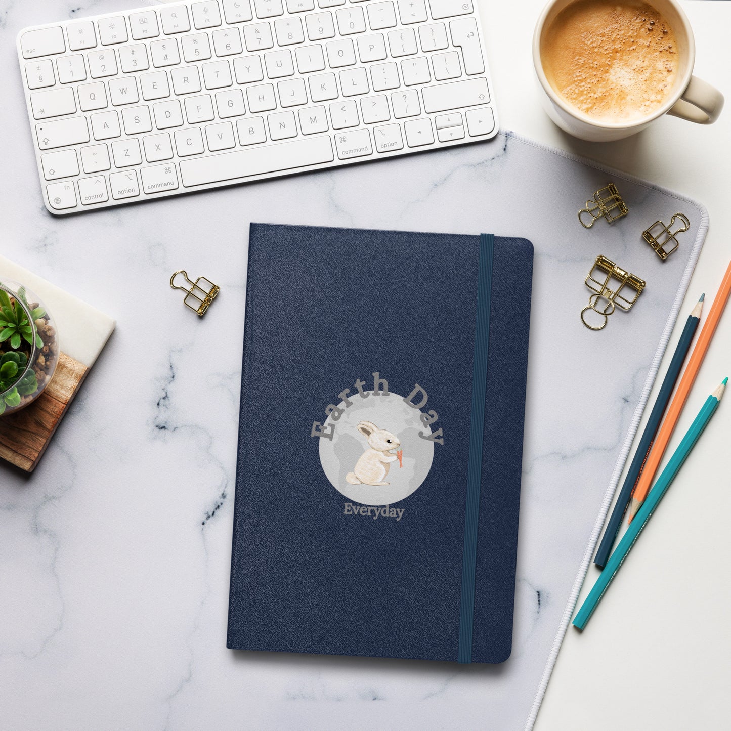 Earth Day Everyday Rabbit Hardcover Bound Notebook. This is a perfect gift for earth day, housewarmings and birthdays.