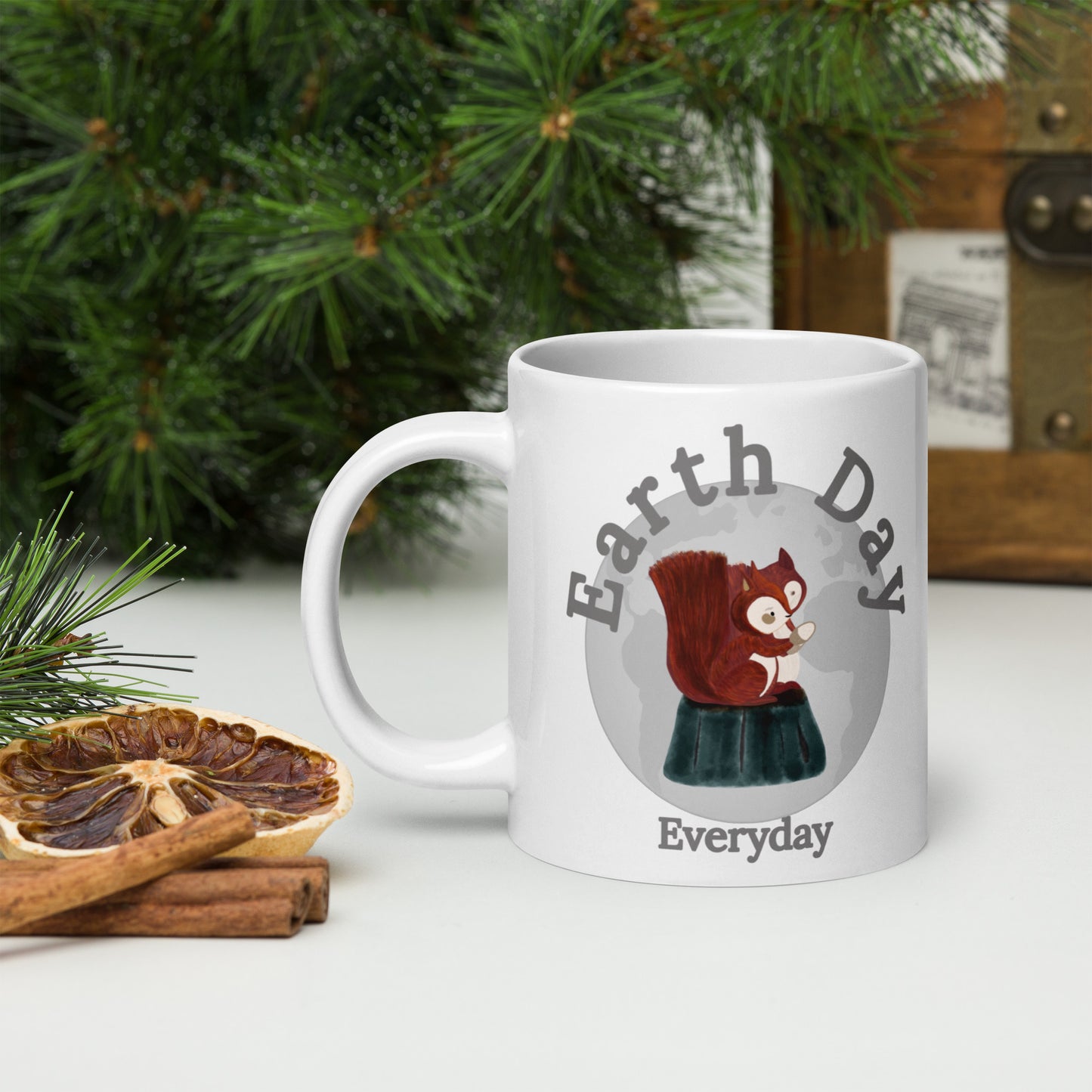 Earth Day Everyday Squirrels Ceramic Mug featuring squirrels