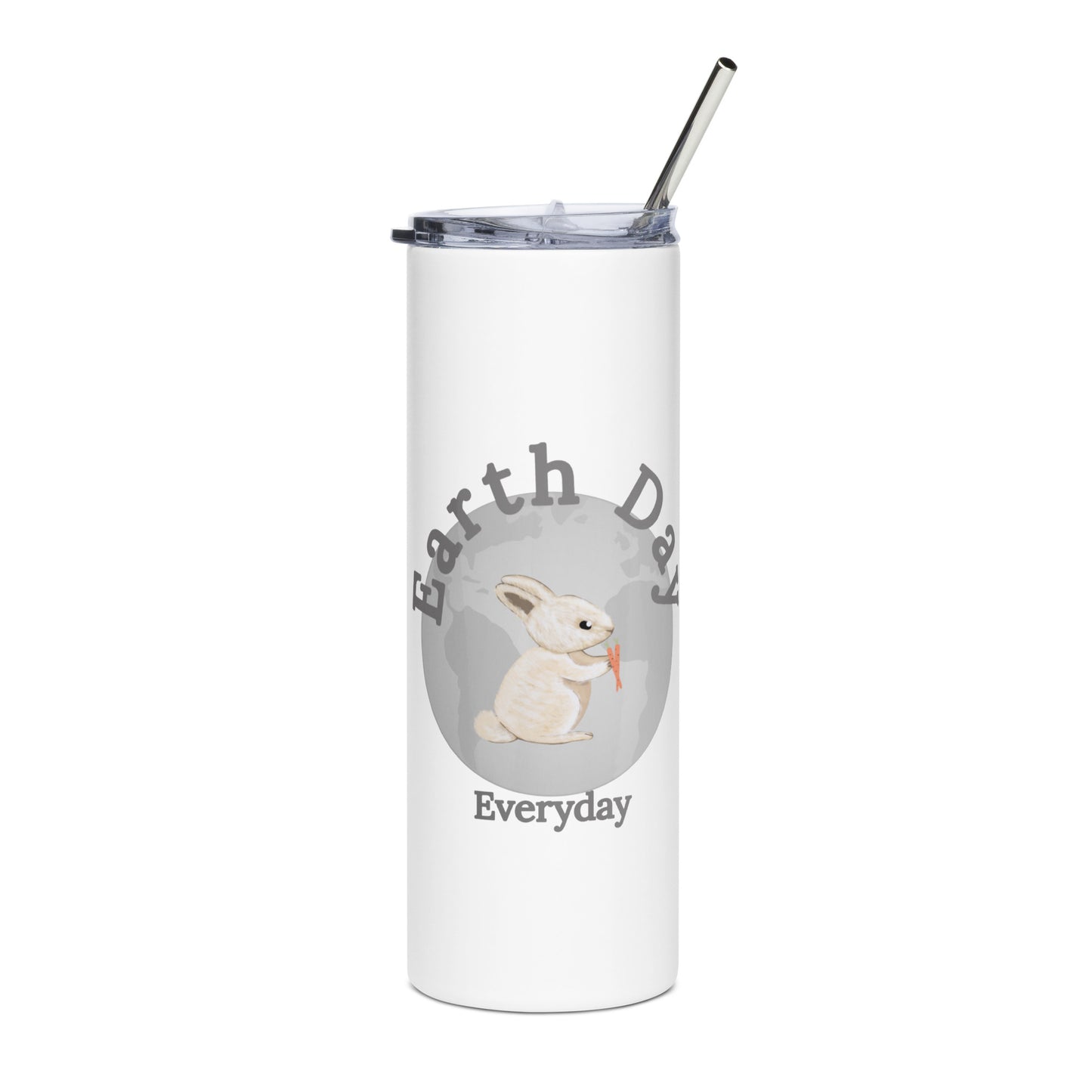 Tumbler featuring earth day bunny rabbit on white background. Makes a great gift for earth day, birthdays, Christmas, Valentine’s Day, Thanksgiving & Mother’s Day.