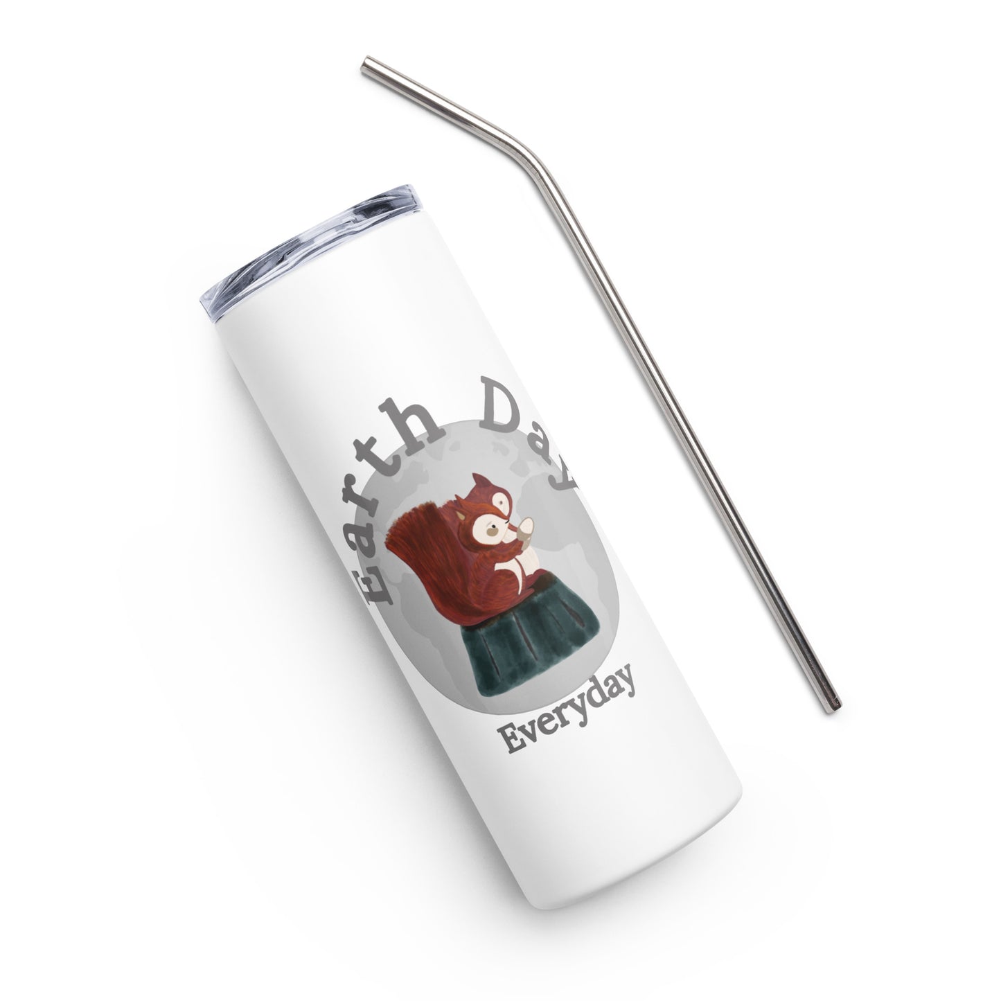 Tumbler featuring earth day squirrels on white background. Makes a great gift for earth day, birthdays, Christmas, Valentine’s Day, Thanksgiving & Mother’s Day.