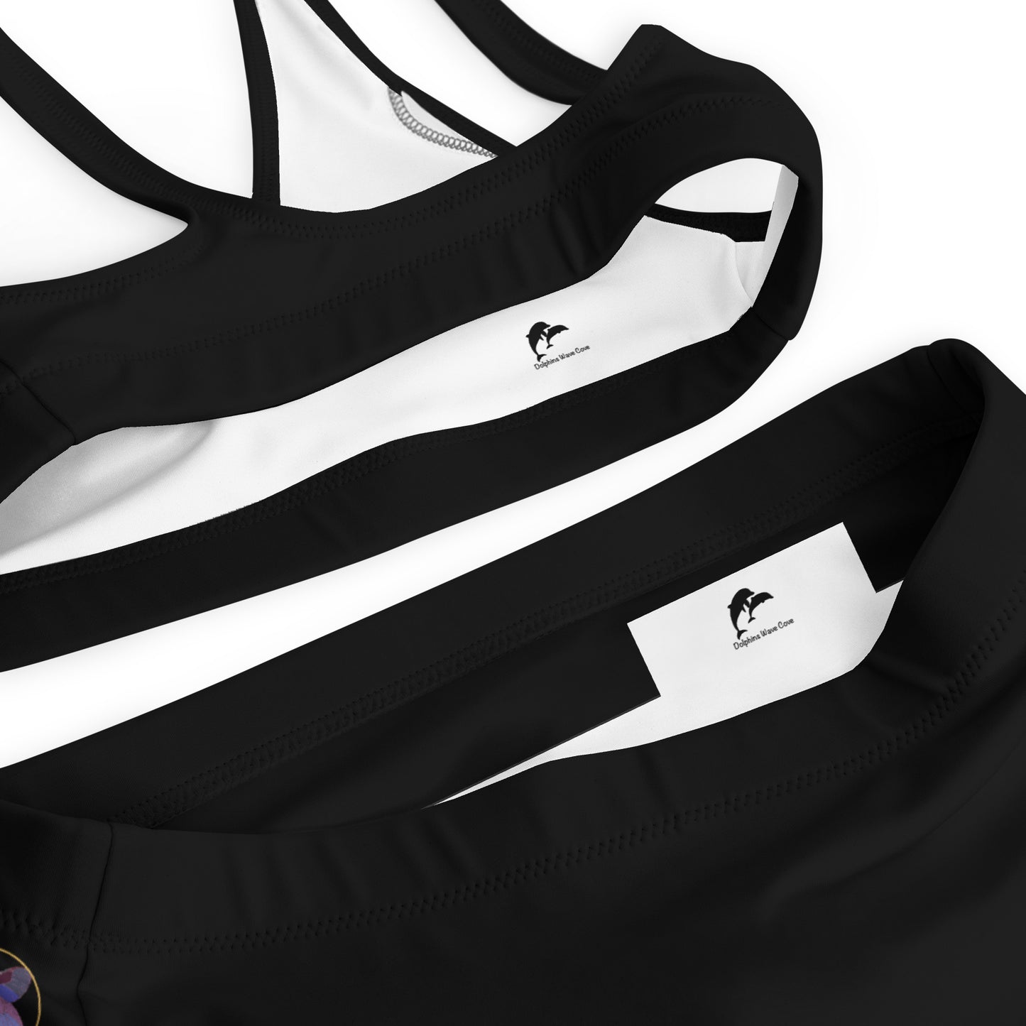 high waisted black bikini with butterflies on the front of the bikini bottom