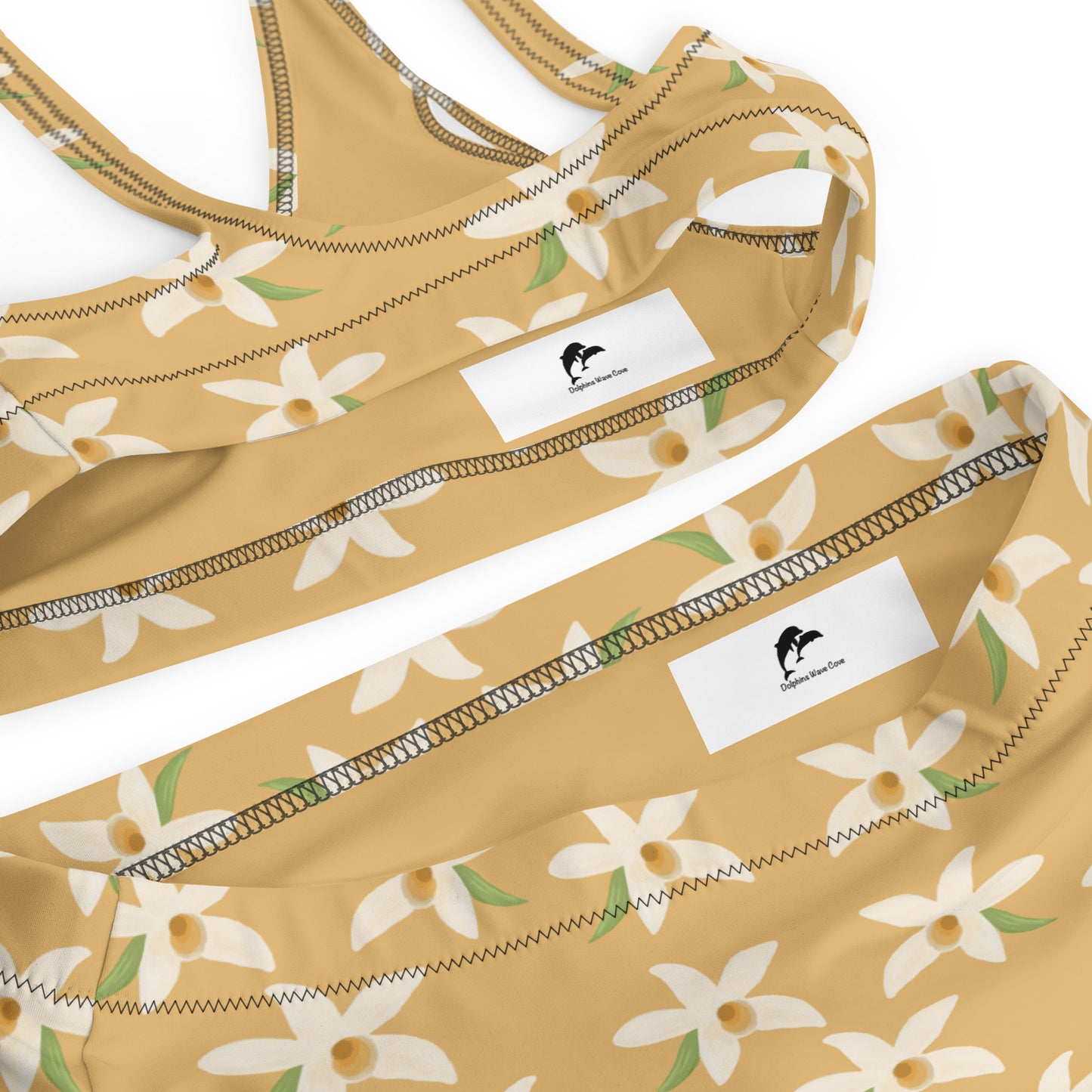 high waisted floral bikini with orchids on yellow