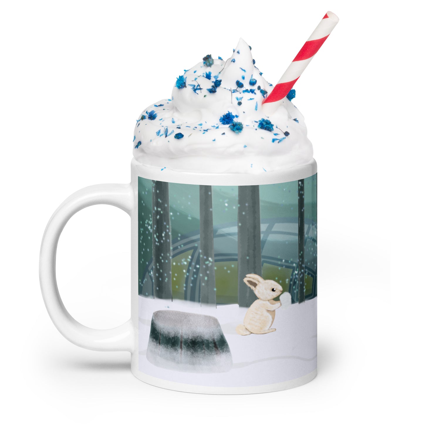 Winters Tale Forest Animals 2 Ceramic Mug perfect Christmas or Thanksgiving gift featuring a squirrel in a snowy forest design