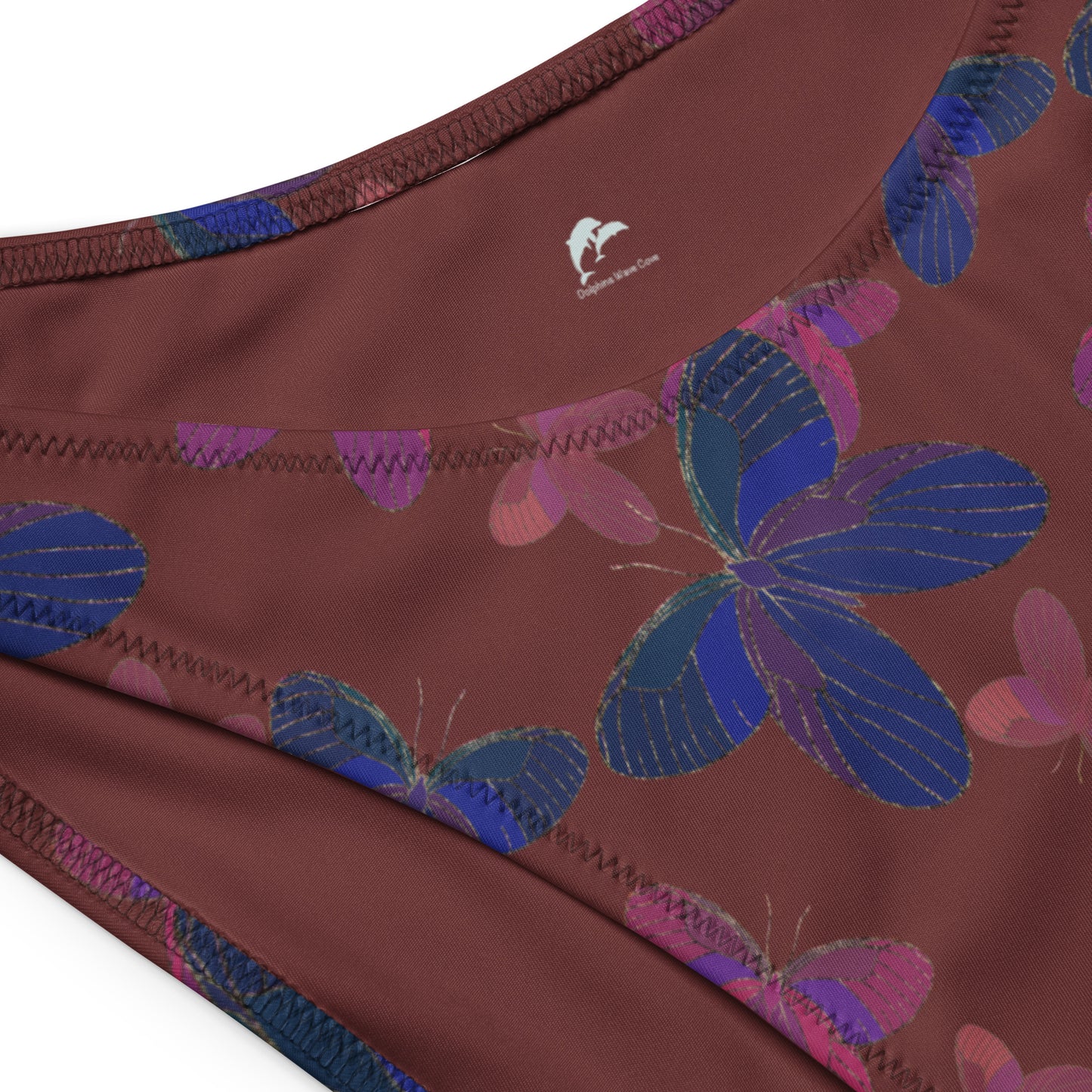 bandeau bikini with butterflies on burgundy