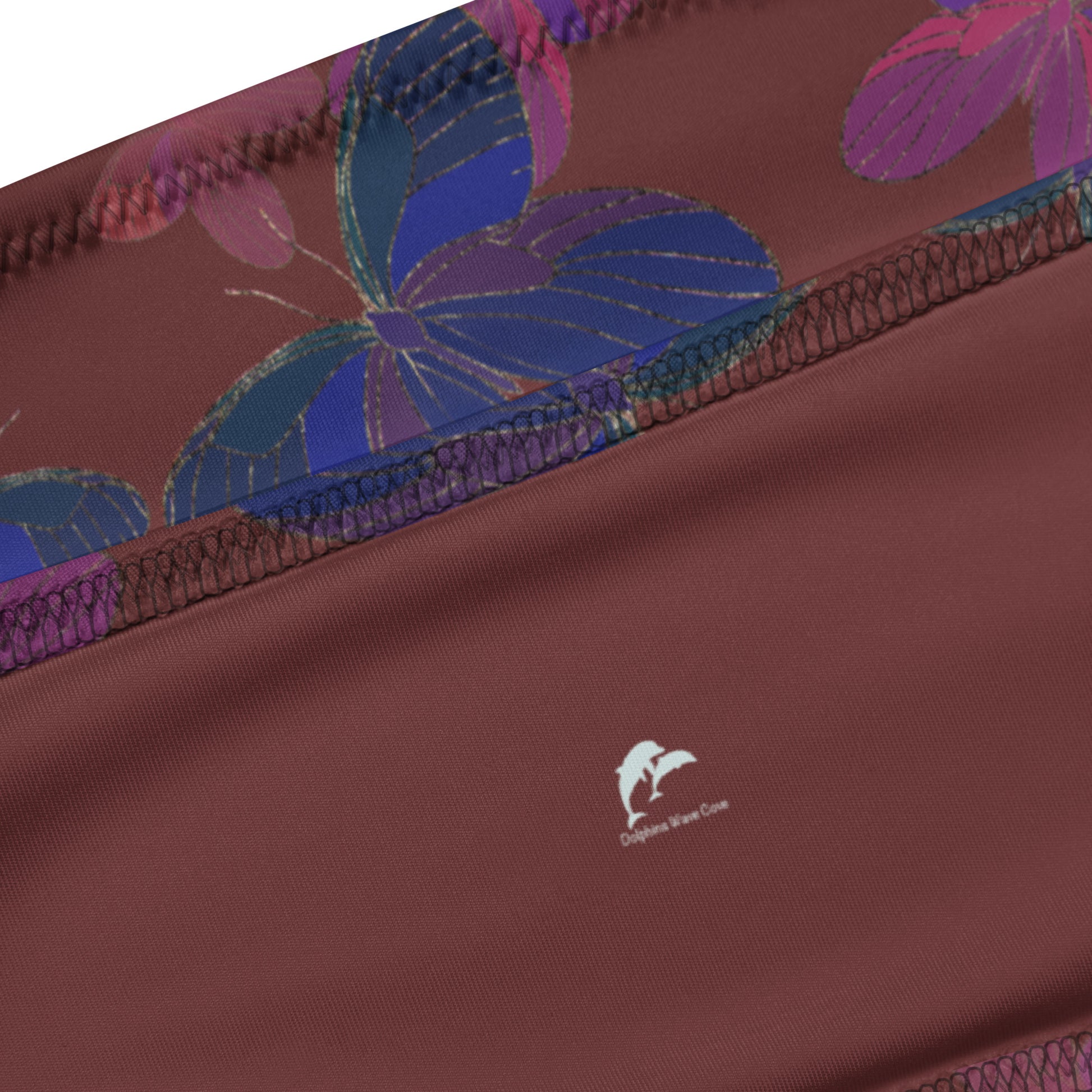 bandeau bikini with butterflies on burgundy