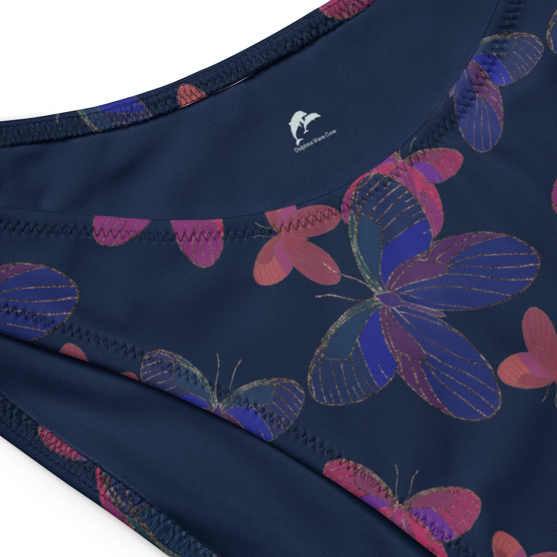 bandeau bikini with butterflies on navy