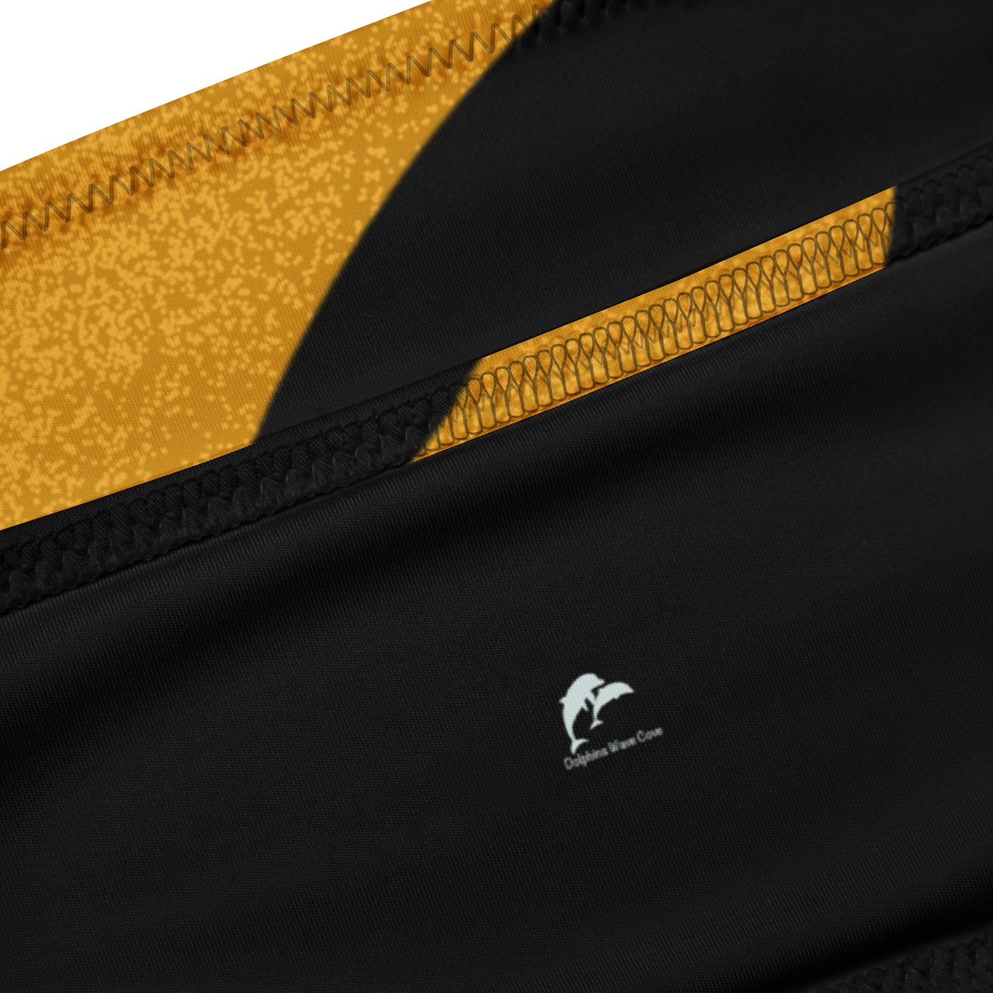 bandeau bikini with golden brown waves on off black