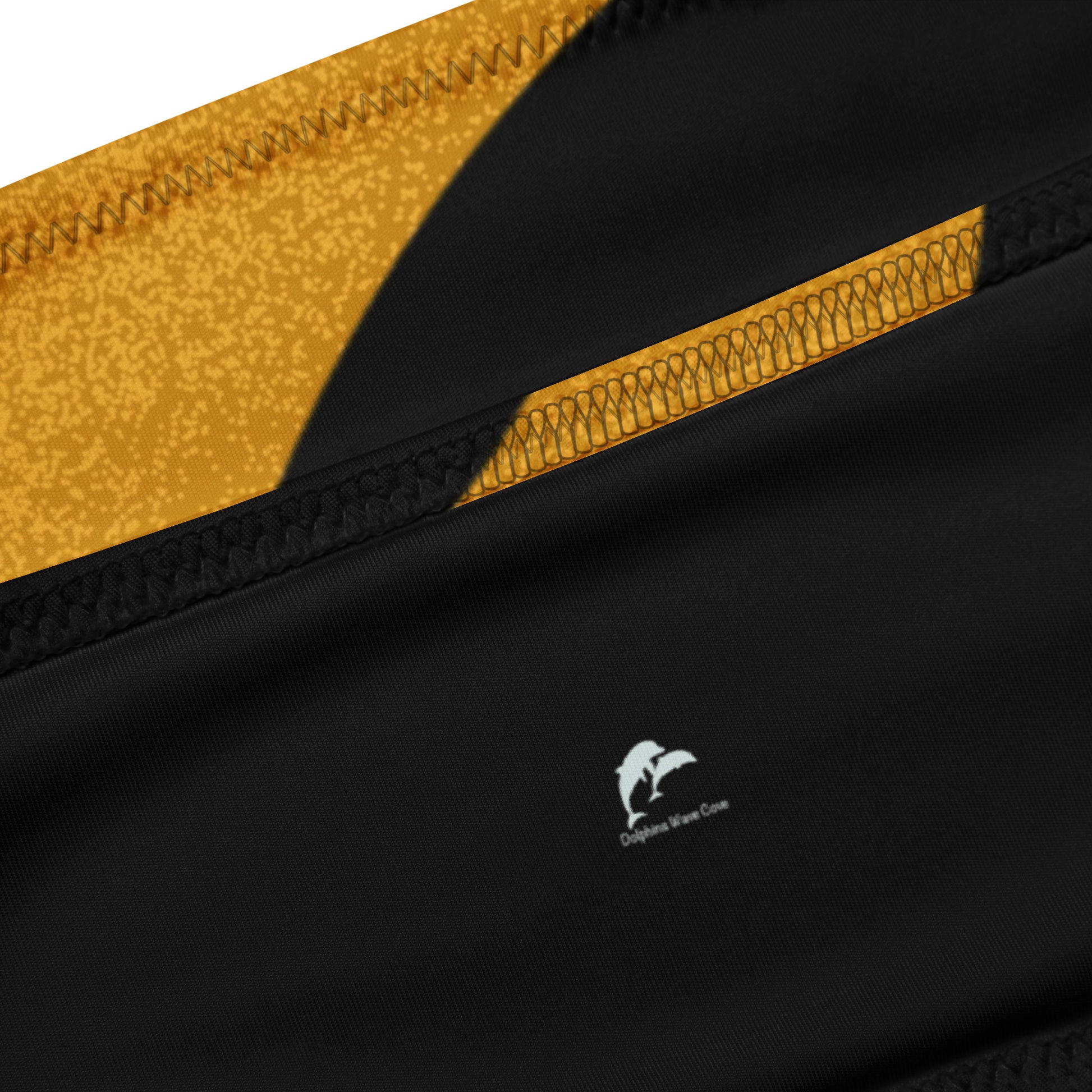 bandeau bikini with golden brown waves on off black