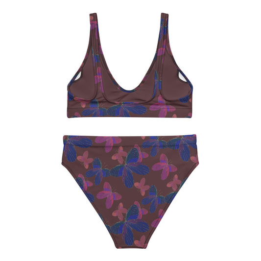 butterfly high waist bikini in burgundy