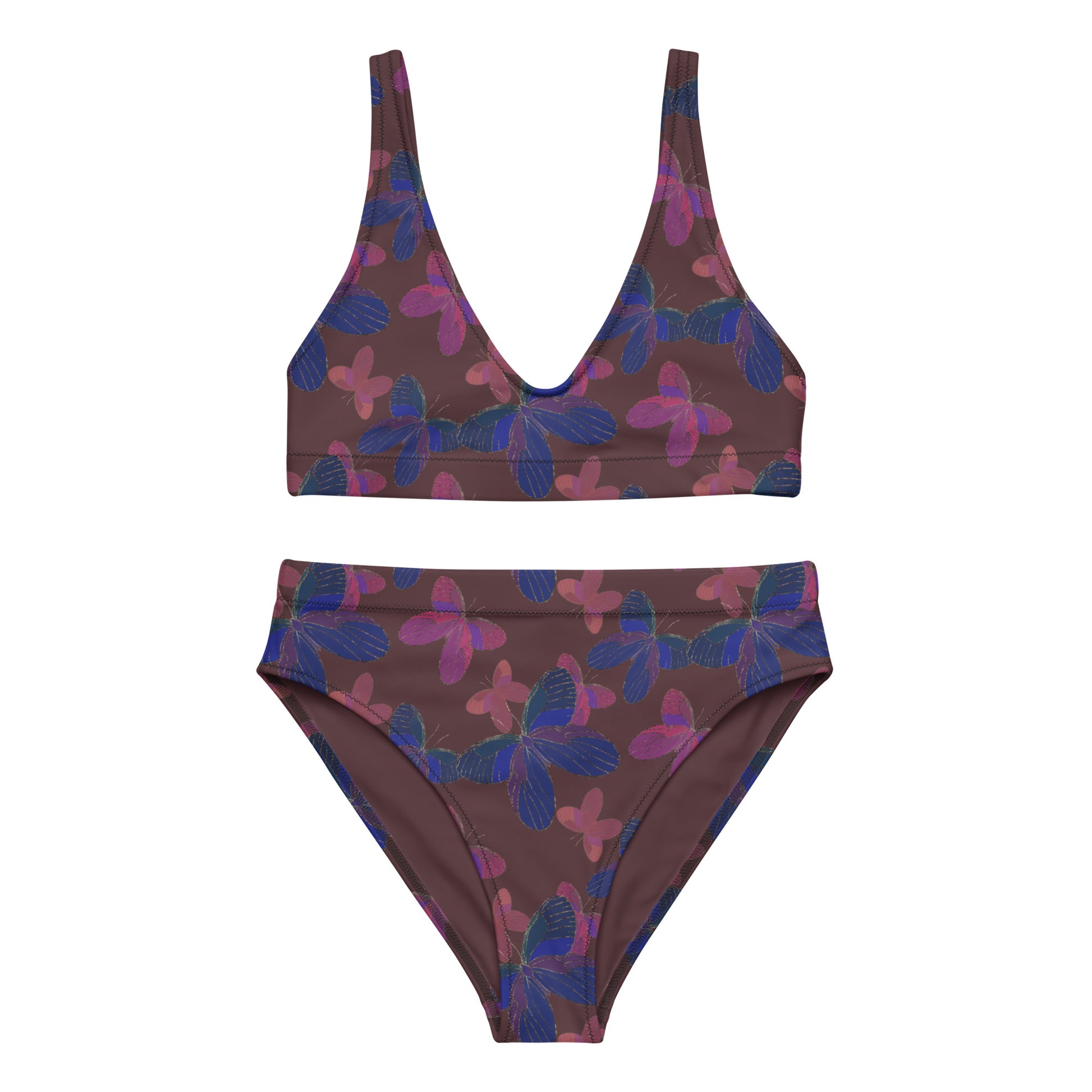 butterfly high waist bikini in burgundy