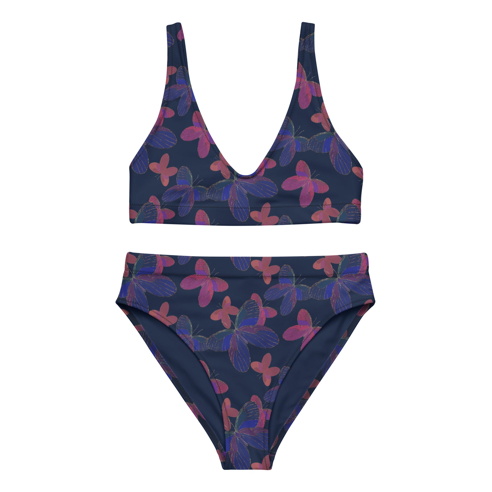 butterfly high waist bikini in navy