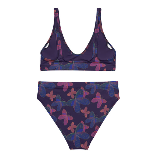 butterfly high waist bikini in purple