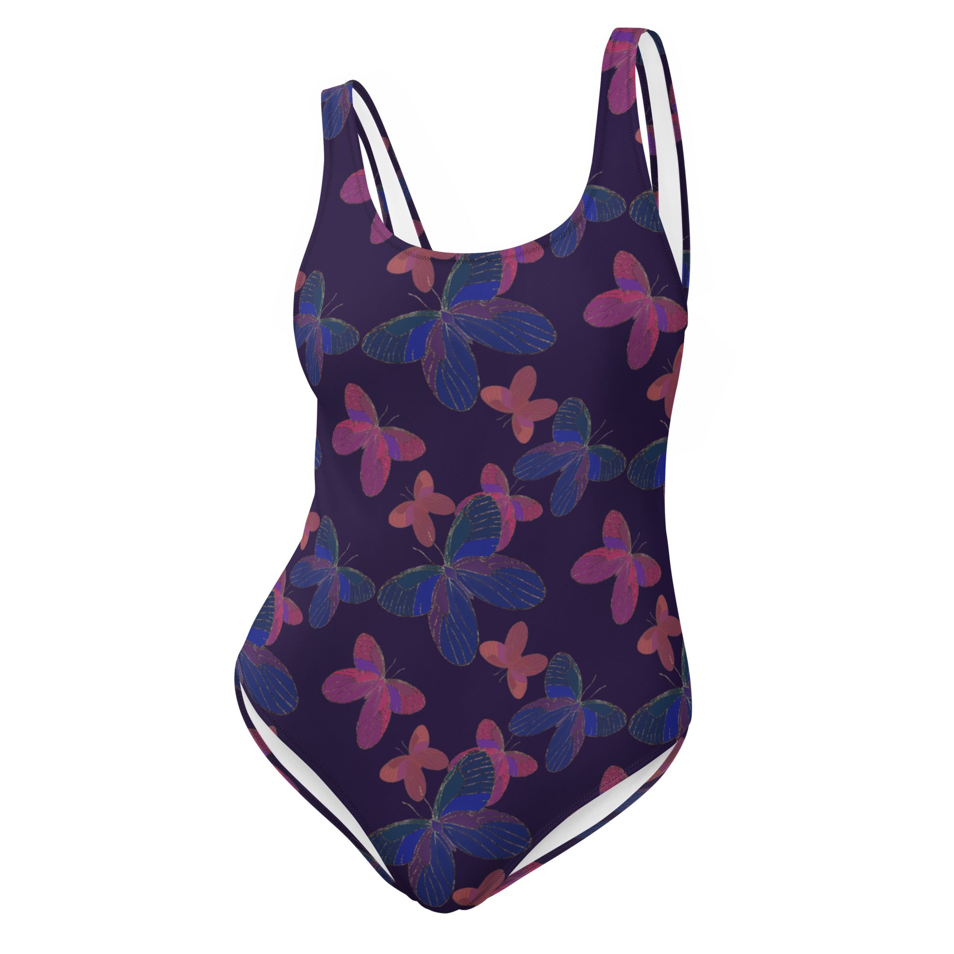 one piece swimsuit butterfly on purple