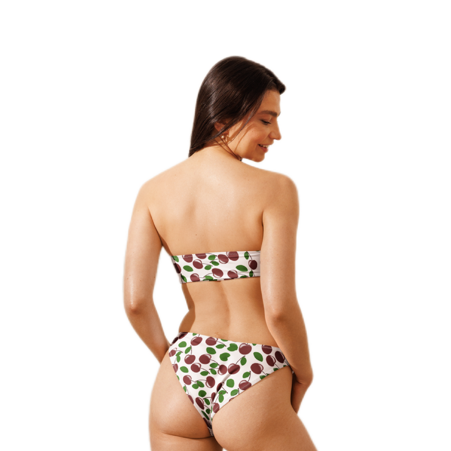 Cherry Bandeau Bikini White