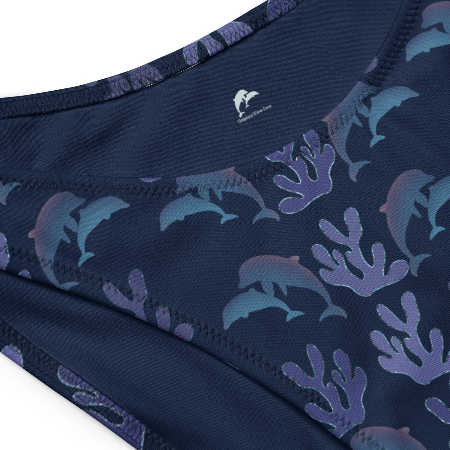coral reef dolphins bandeau bikini on navy