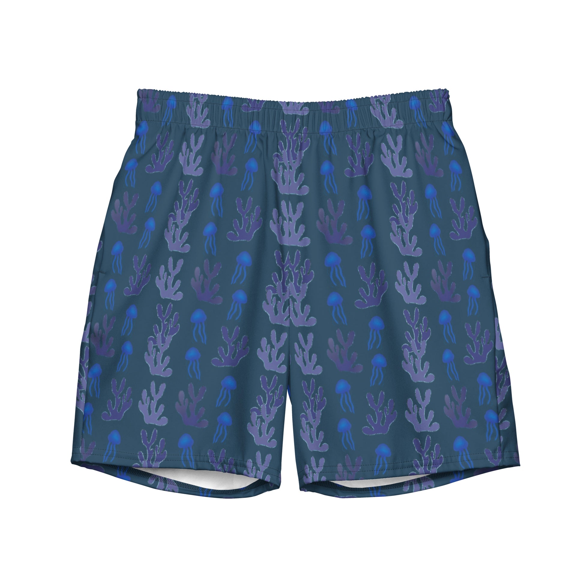 coral reef jelly fish swim trunks in ocean