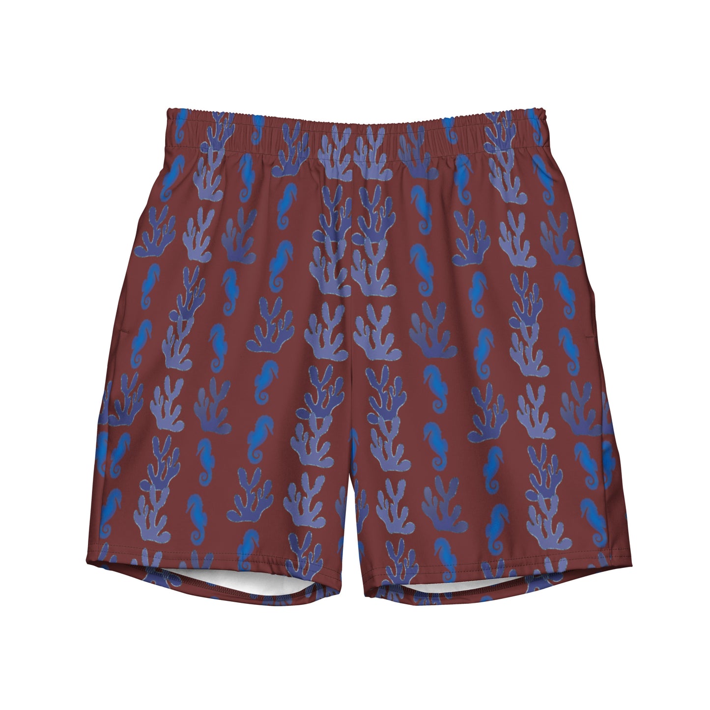 sea horse swim trunks in burgundy