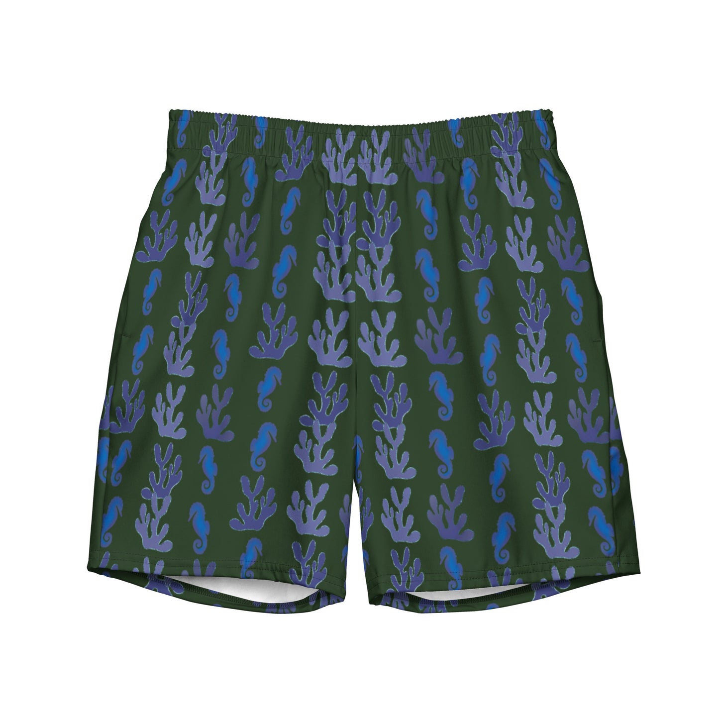 sea horse swim trunks in green