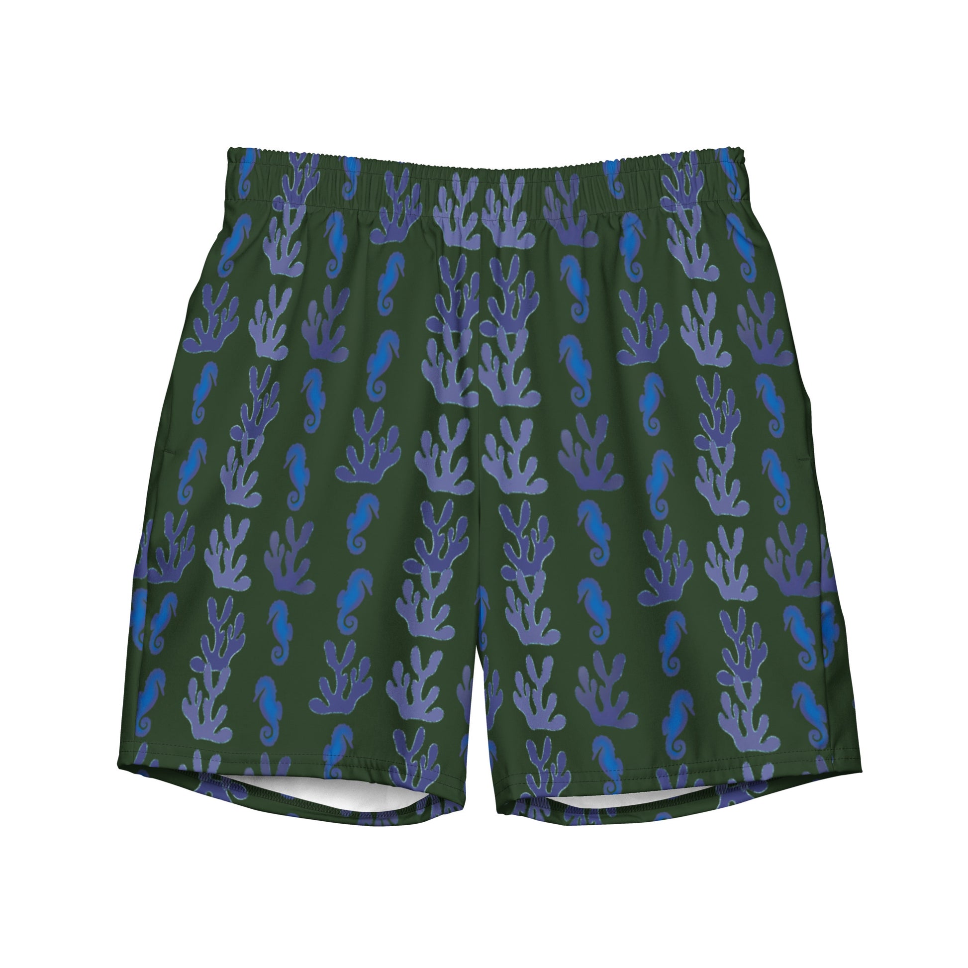 sea horse swim trunks in green