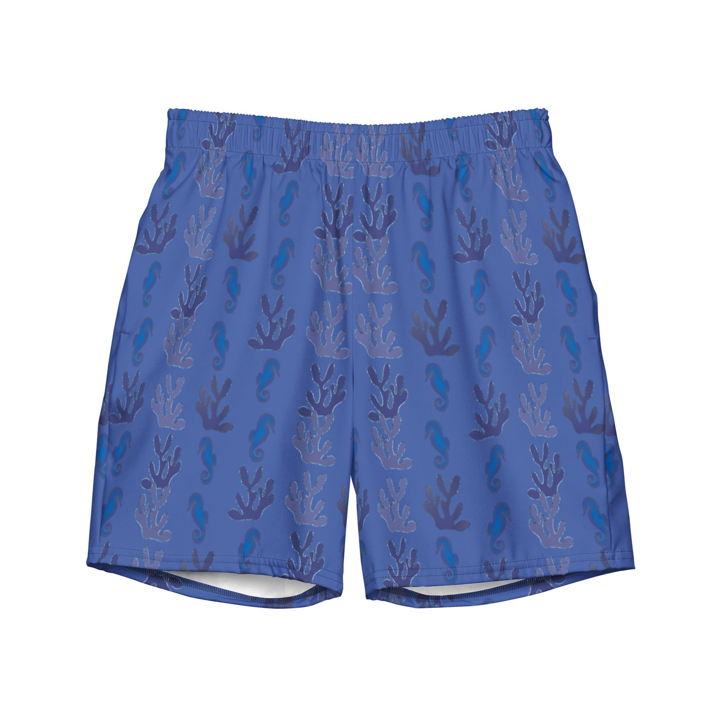 seahorse swim trunks in marine blue