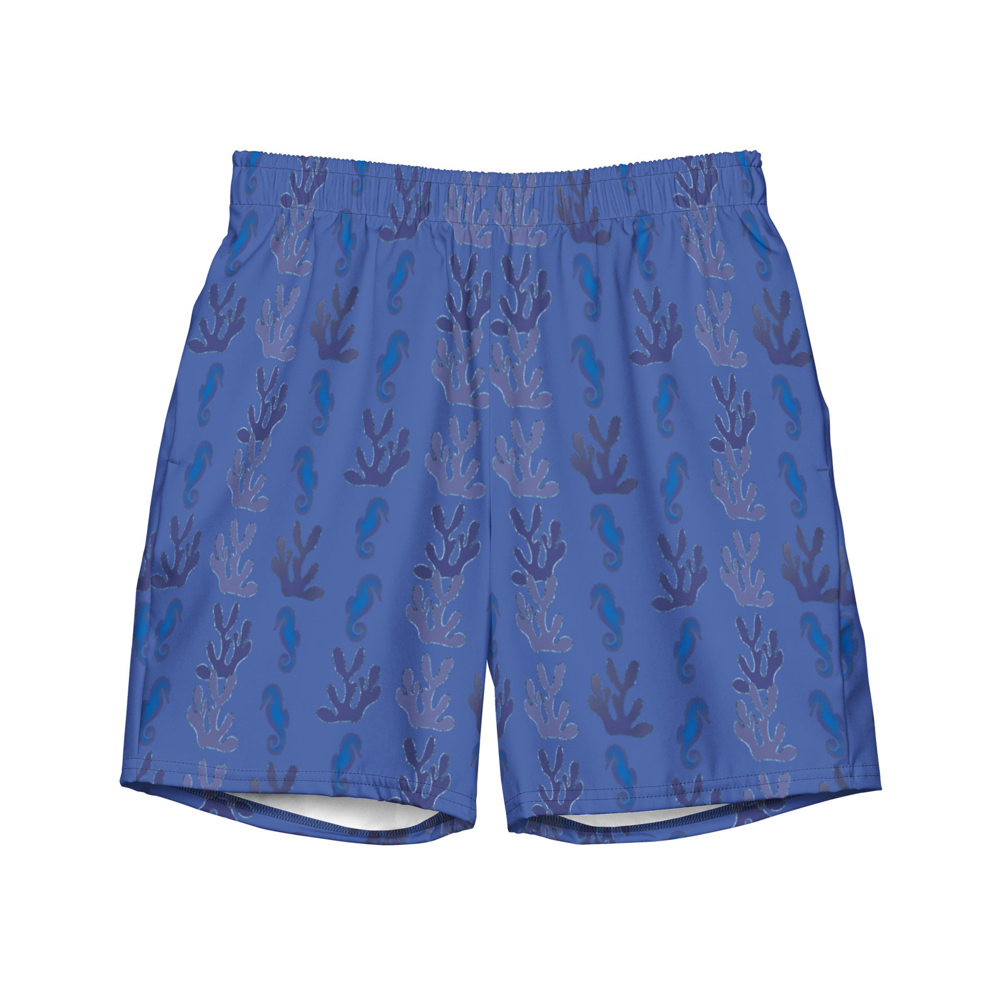 seahorse swim trunks in marine blue