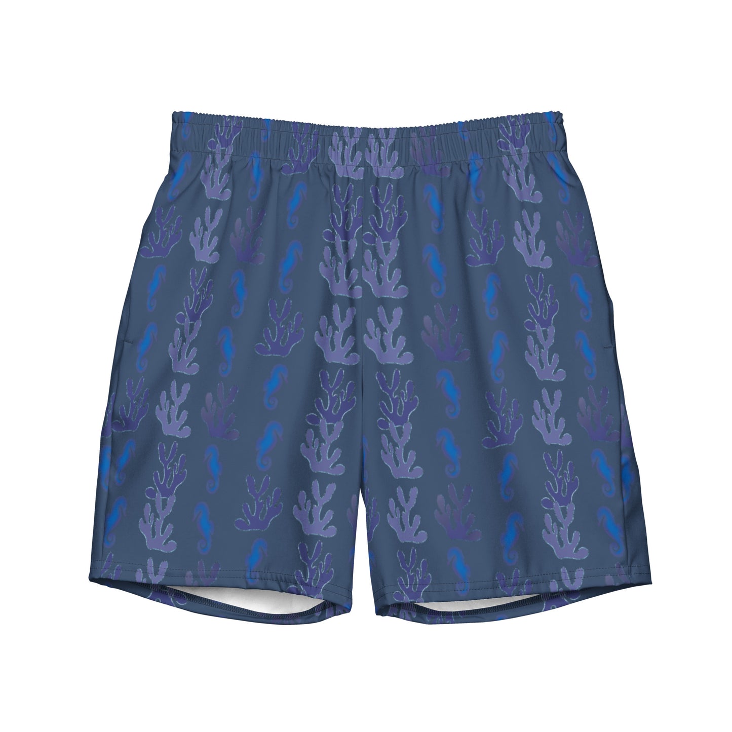 seahorse swim trunks in ocean blue