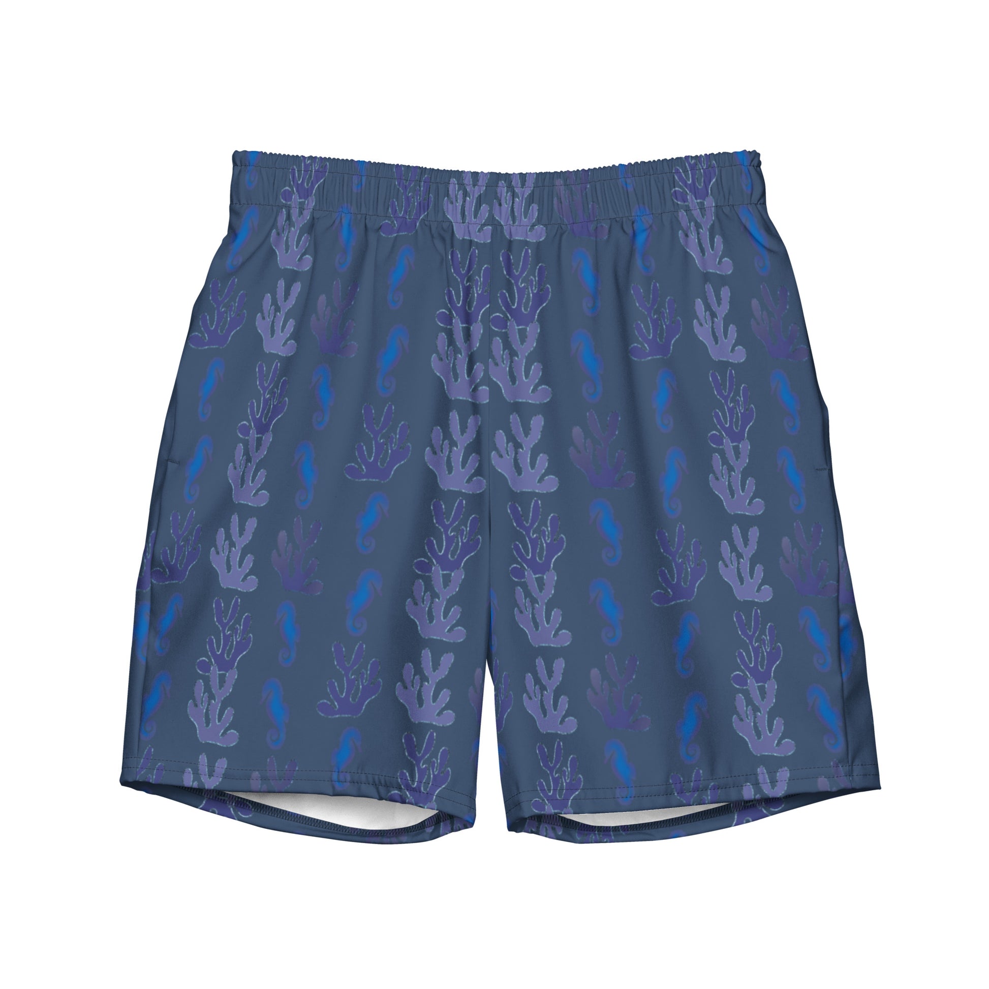 seahorse swim trunks in ocean blue