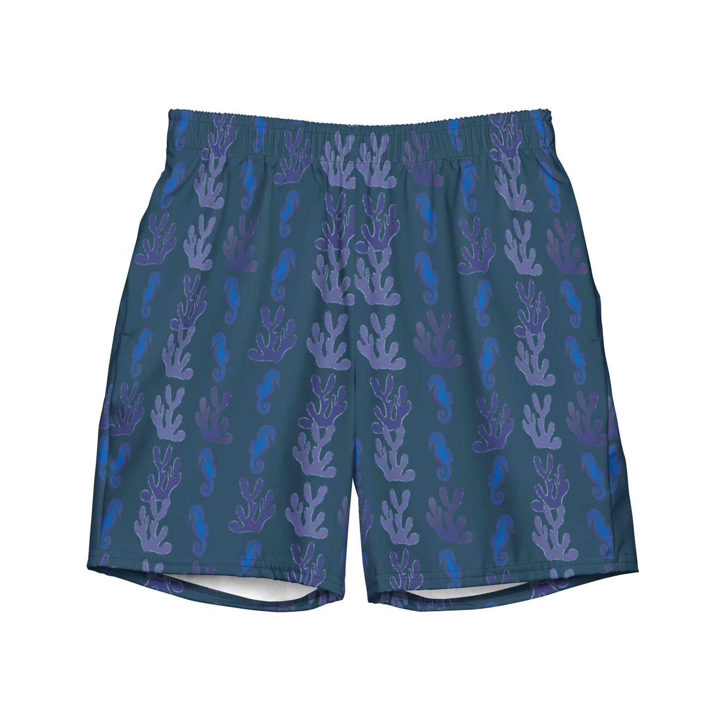 sea horse swim trunks in ocean