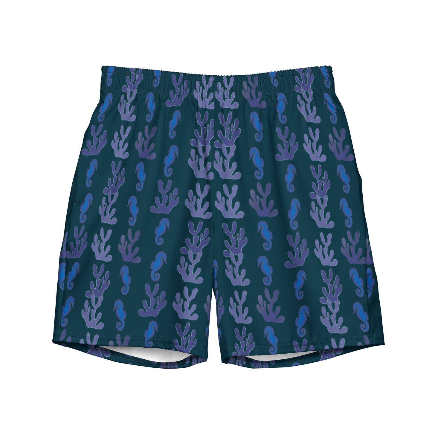 seahorse swim trunks in ocean green