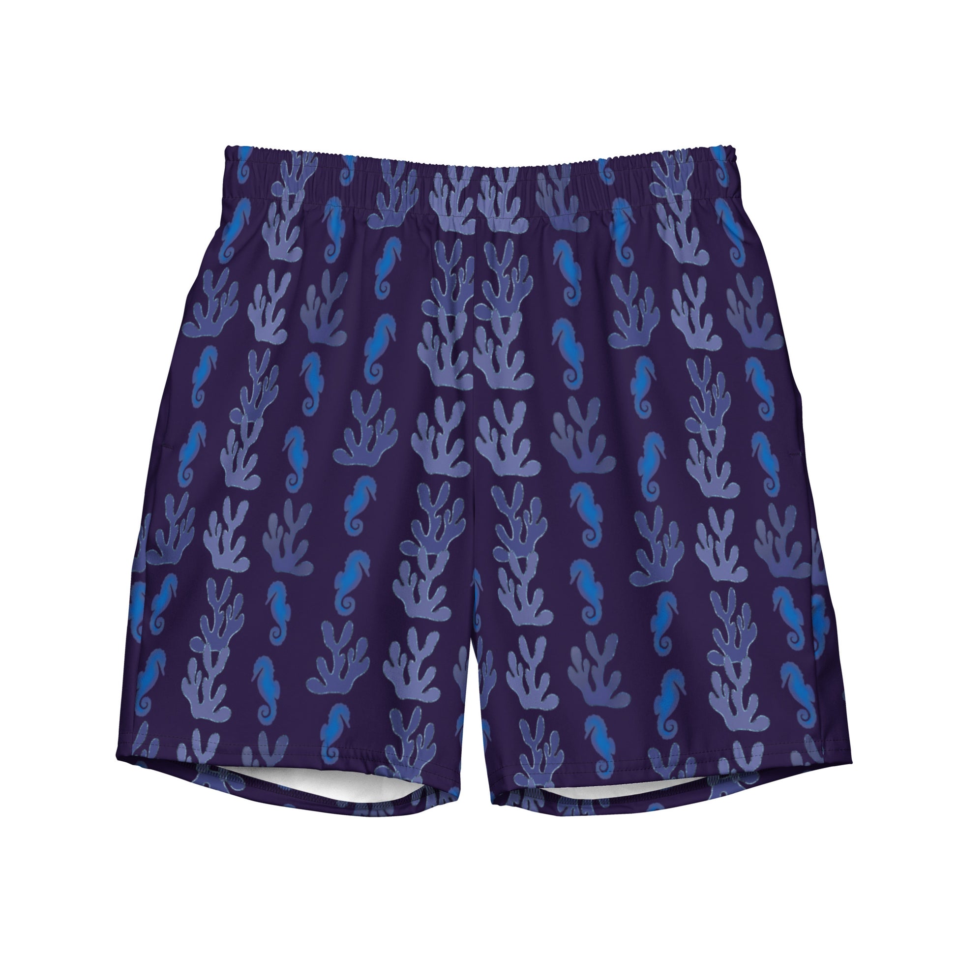 seahorse swim trunks in purple