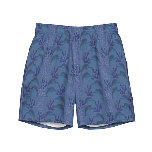 coral reef swim trunks in slate blue 