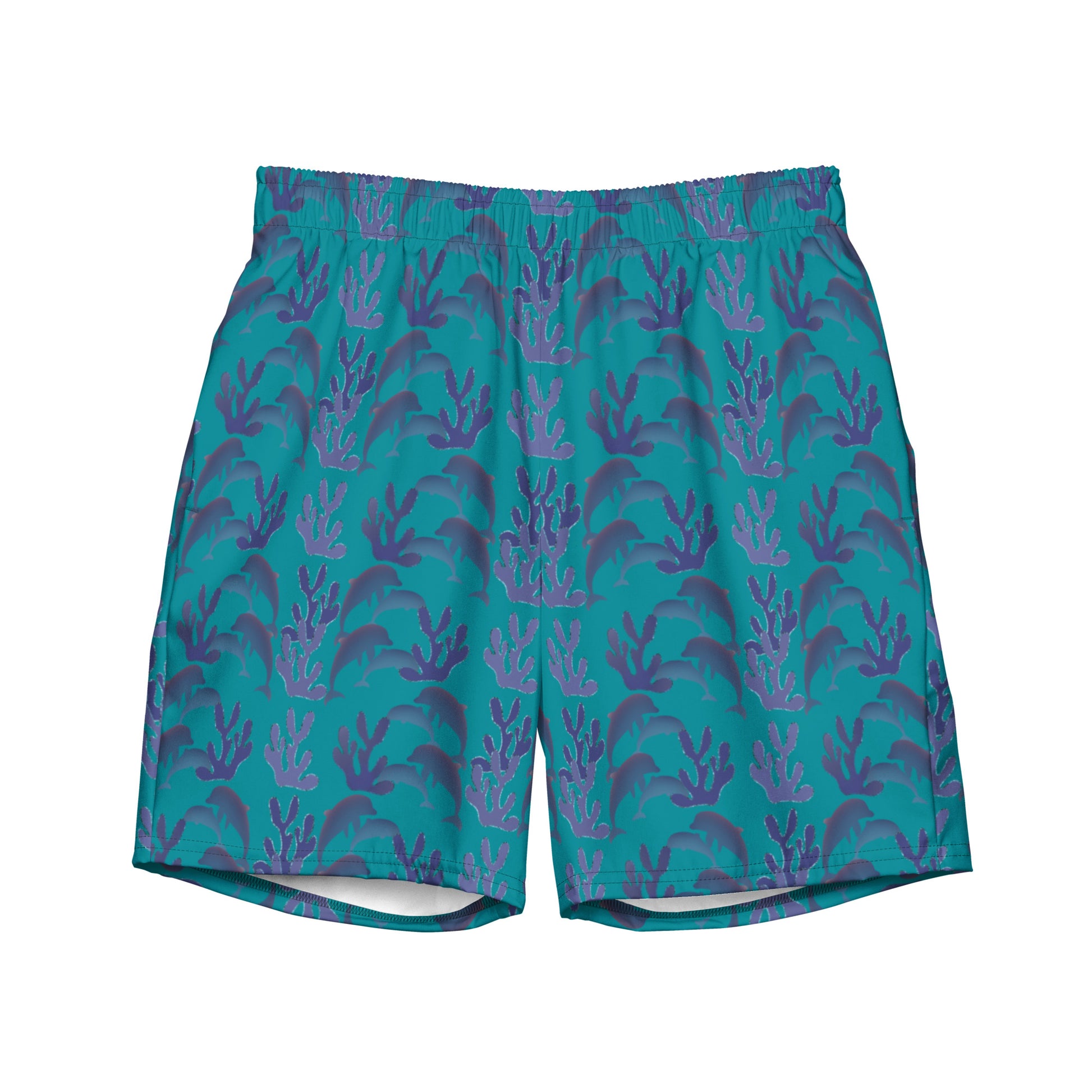 coral reef swim trunks in turquoise