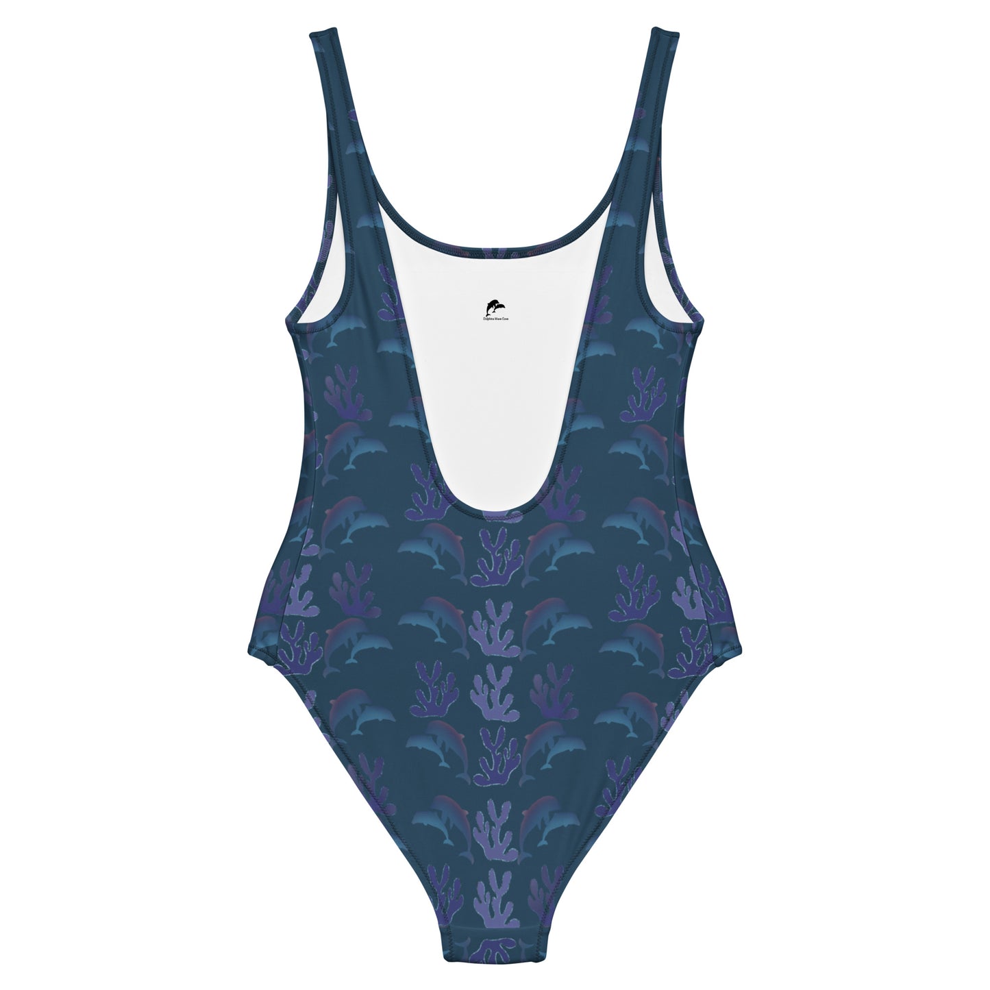 coral reef dolphins one piece swimsuit in ocean