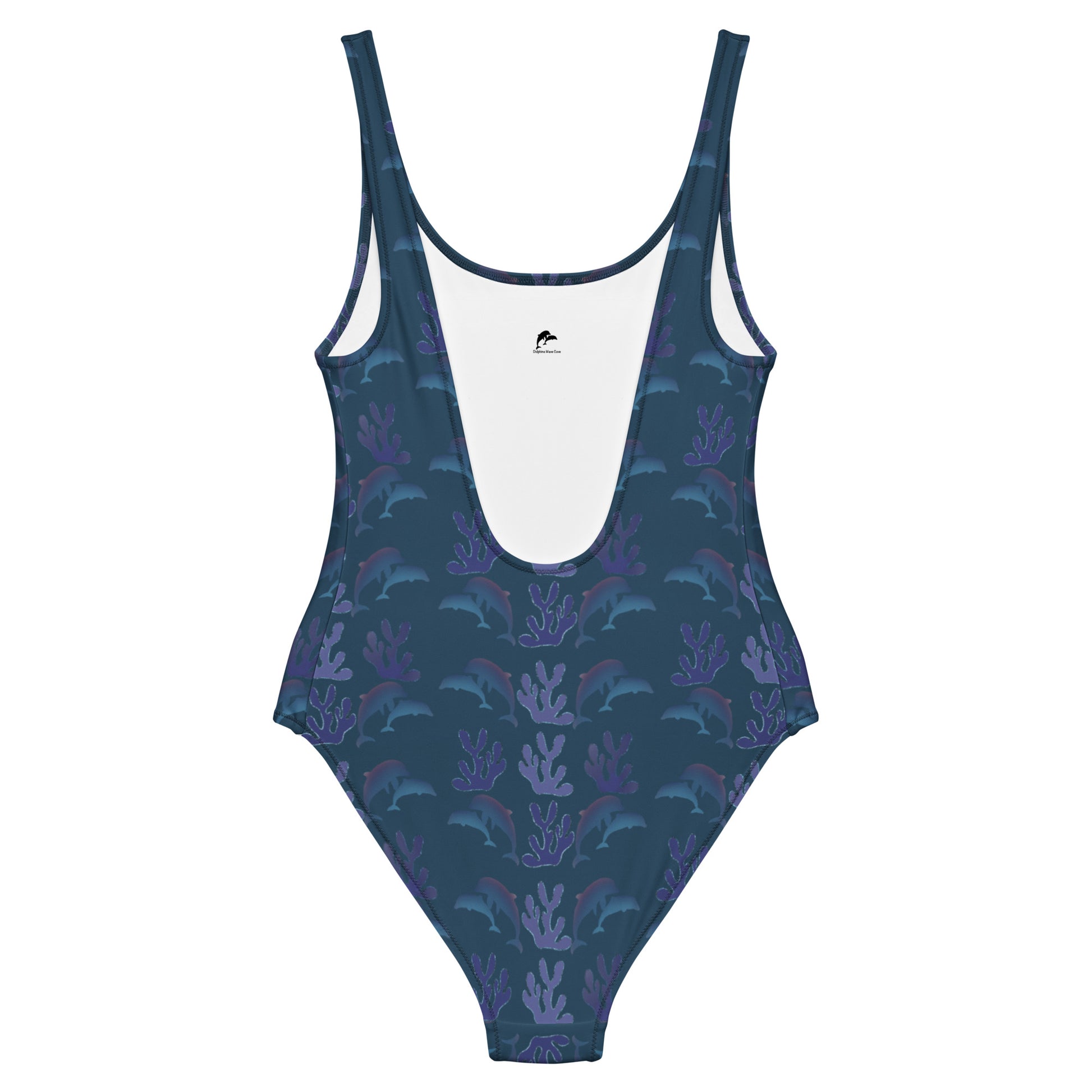 coral reef dolphins one piece swimsuit in ocean