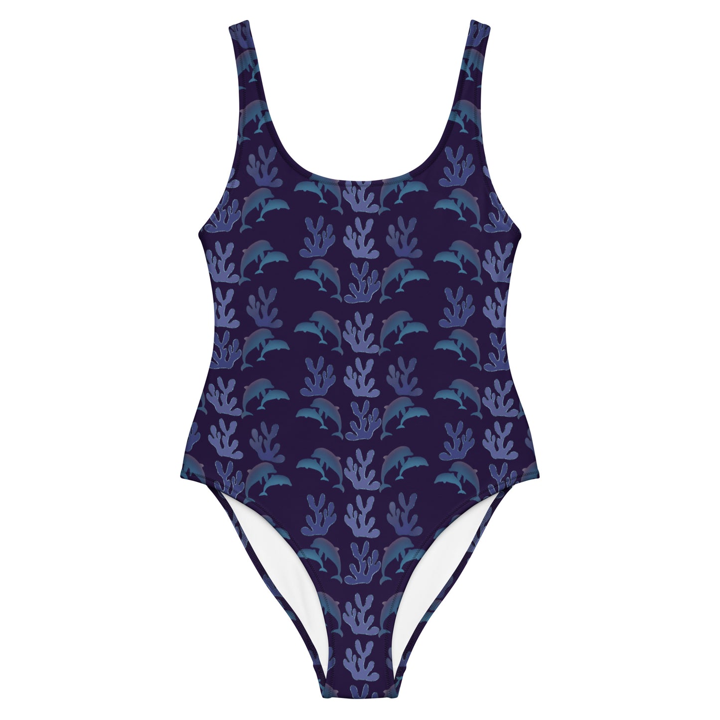 coral reef dolphins on purple