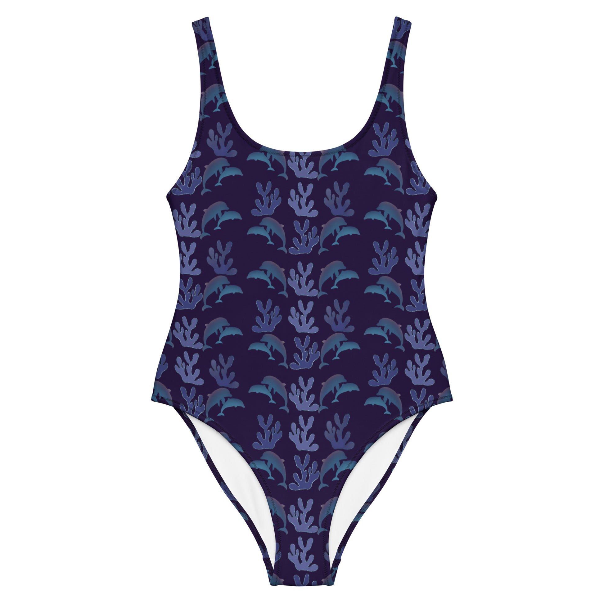 coral reef dolphins on purple