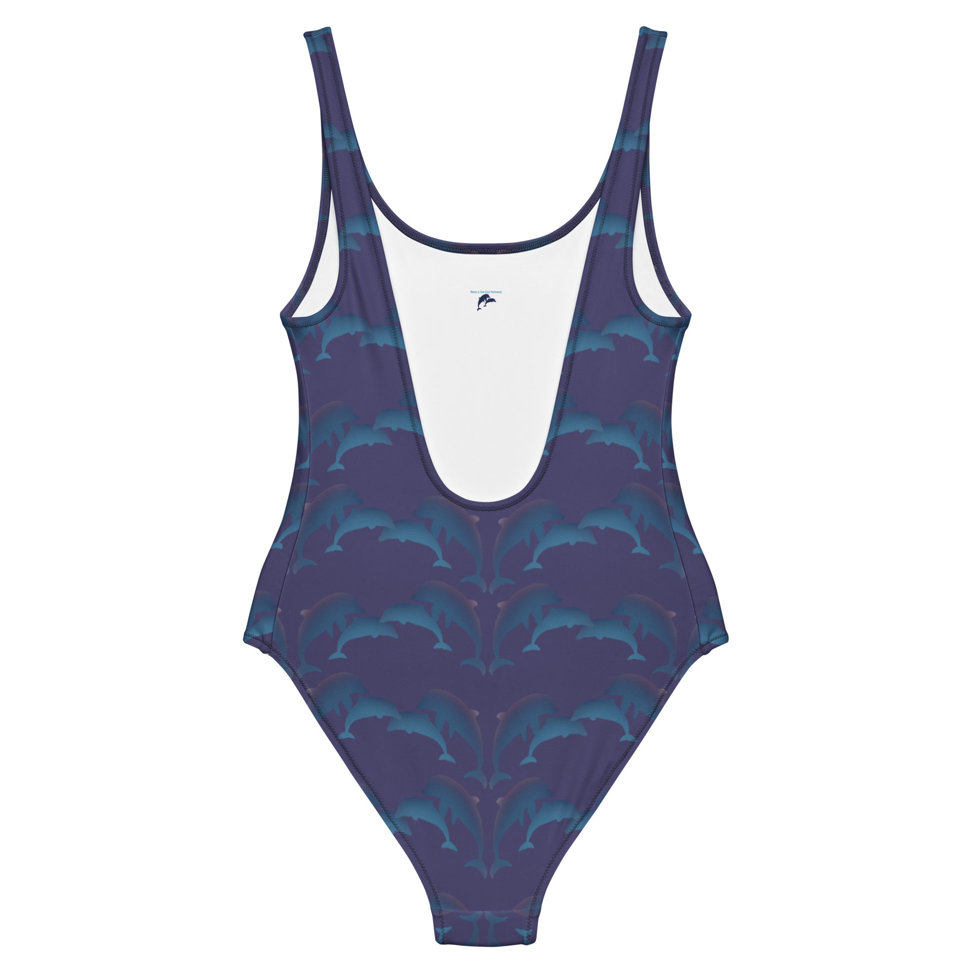 dolphins one piece swimsuit in deep blue