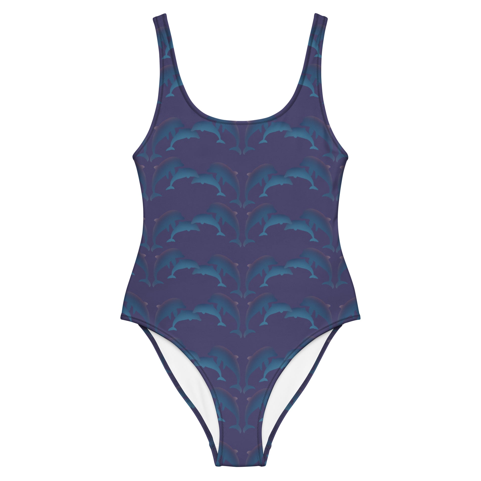 dolphins one piece swimsuit in deep blue