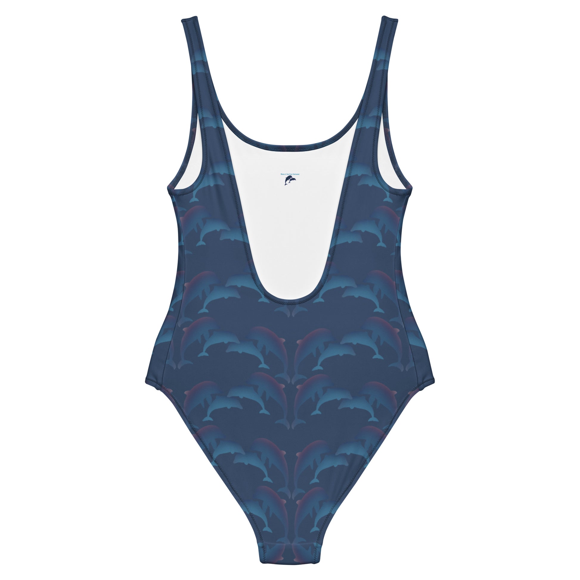 dolphins one piece swimsuit in ocean blue