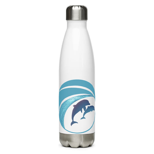 dolphins wave steel water bottle in white