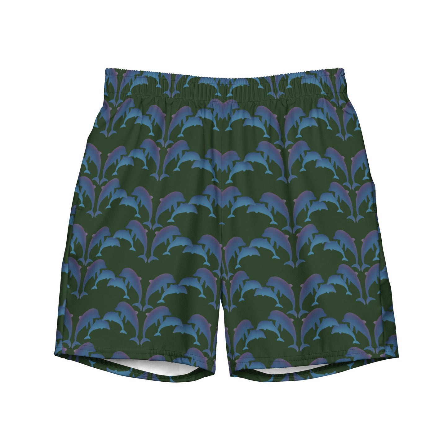 dolphins swim trunks on green
