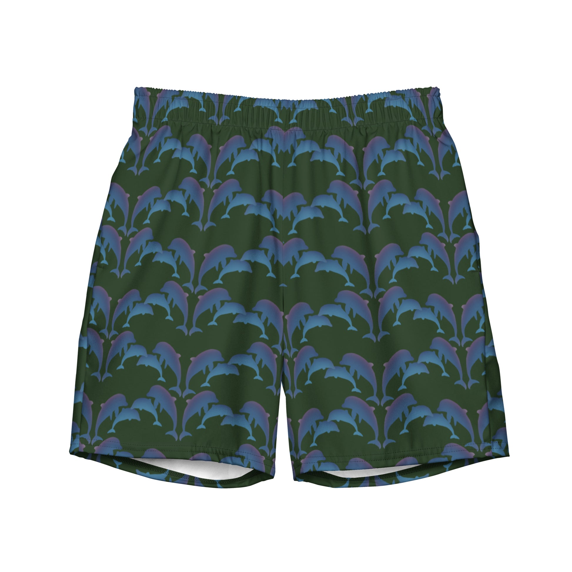 dolphins swim trunks on green