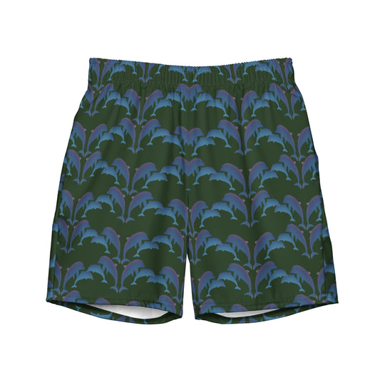 dolphins swim trunks on green