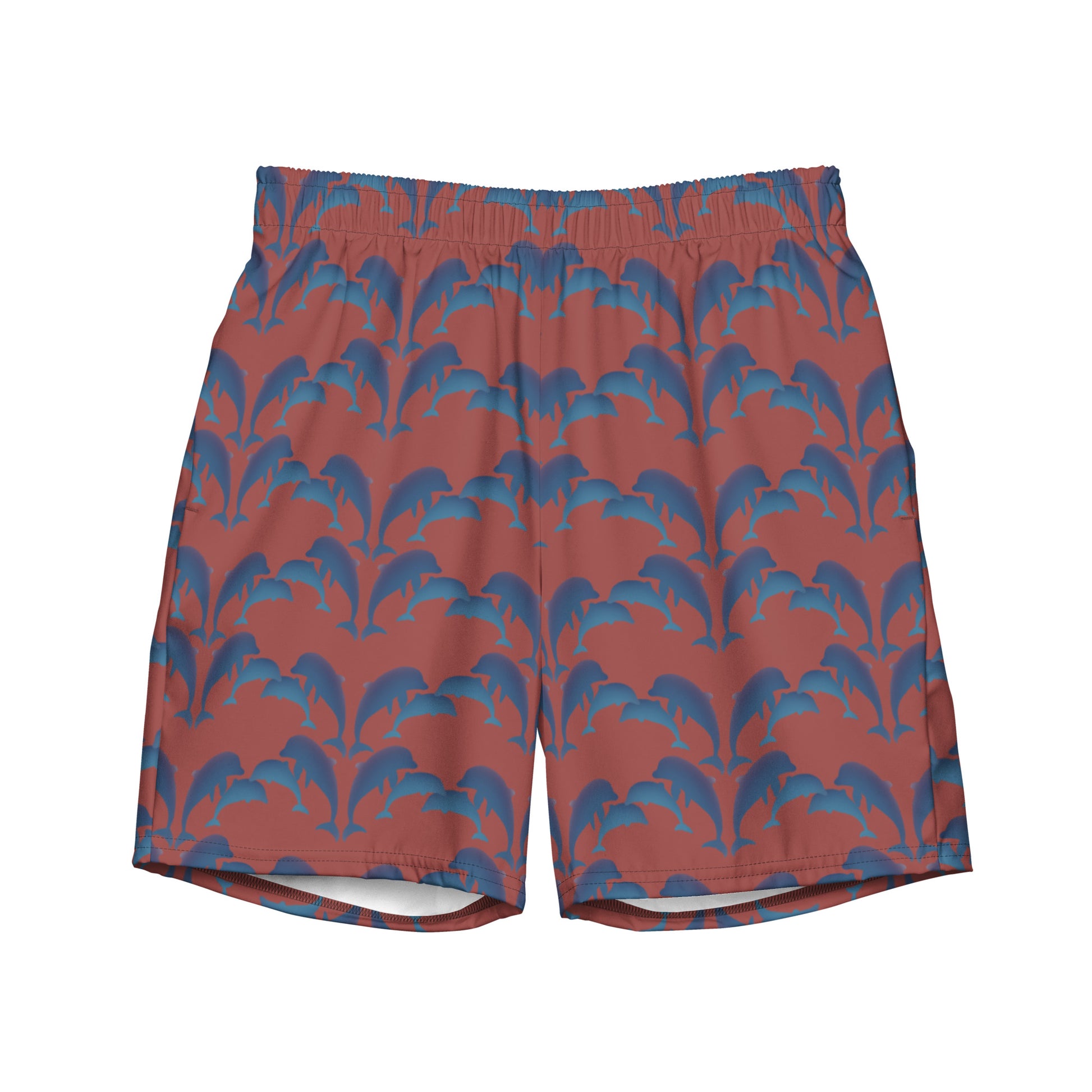 dolphins swim trunks in terracotta