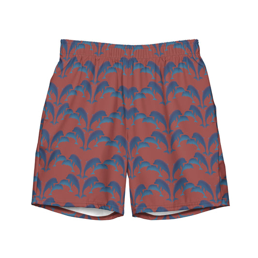 dolphins swim trunks in terracotta