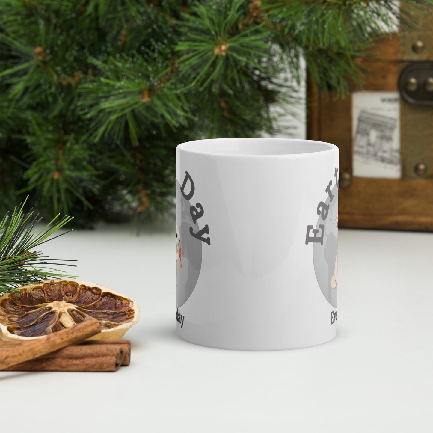 Earth Day Everyday Rabbit Ceramic Mug with bunny rabbit